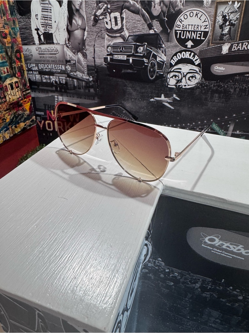 Aviator Gradient Sunglasses - Rose Gold Frame, Brown Gradient Lenses